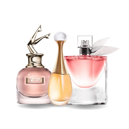 BLACK FRIDAY 3 perfumes: Jean Paul Gaultier SCANDAL, Dior J'ADORE, Lancôme LA VIE EST BELLE (Eau de Parfum)